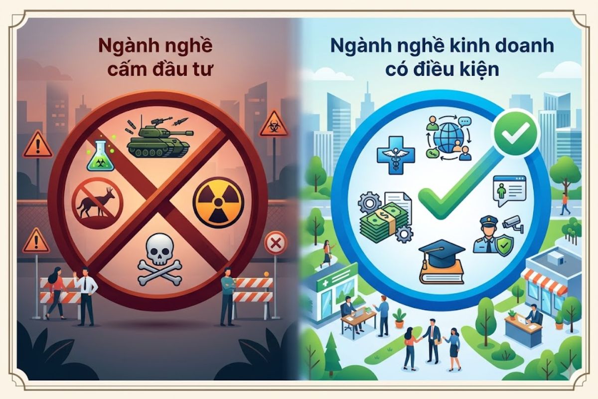 Phân biệt Ngành nghề cấm đầu tư và Ngành nghề kinh doanh có điều kiện