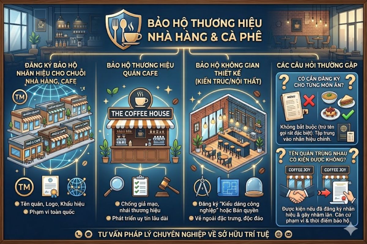 Đăng ký bảo hộ nhãn hiệu cho chuỗi nhà hàng, cà phê